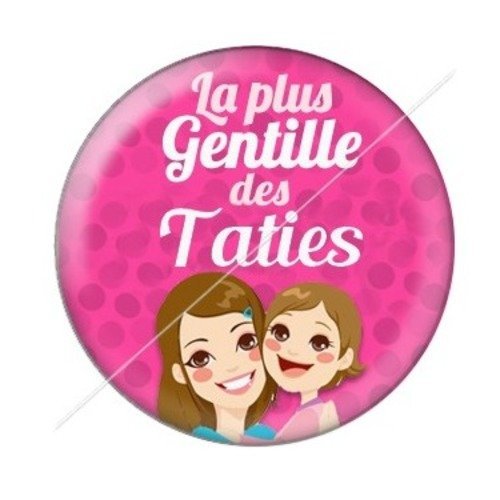 Cabochon résine à coller 25 mm tatie / tata d21