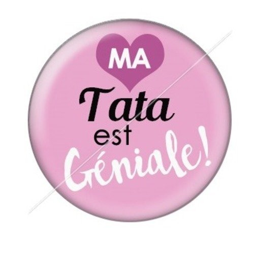 Cabochon résine à coller 25 mm tatie / tata d24