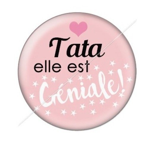 Cabochon résine à coller 25 mm tatie / tata d25