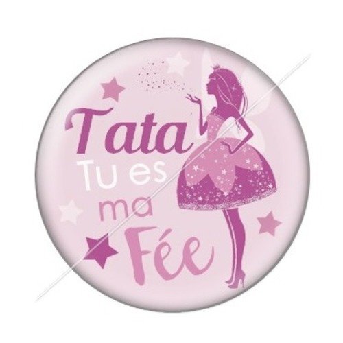 Cabochon résine à coller 25 mm tatie / tata d26