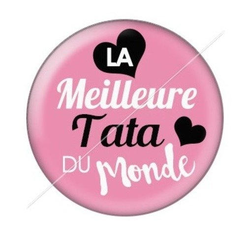 Cabochon résine à coller 25 mm tatie / tata d27