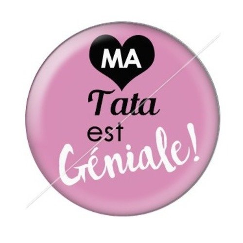 Cabochon résine à coller 25 mm tatie / tata d31