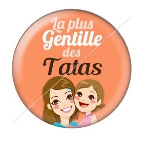 Cabochon résine à coller 25 mm tatie / tata d37