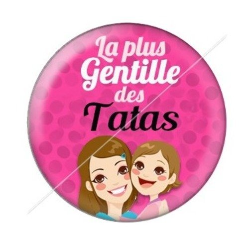 Cabochon résine à coller 25 mm tatie / tata d43