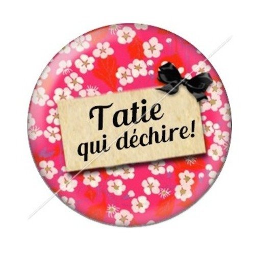 Cabochon résine à coller 25 mm tatie / tata d46