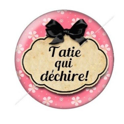 Cabochon résine à coller 25 mm tatie / tata d47