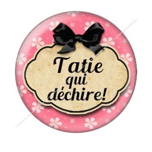 Cabochon résine à coller 25 mm tatie / tata d49