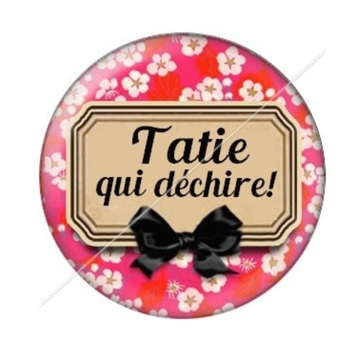 Cabochon résine à coller 25 mm tatie / tata d52