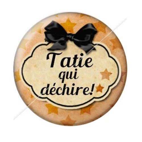 Cabochon résine à coller 25 mm tatie / tata d58