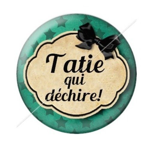 Cabochon résine à coller 25 mm tatie / tata d65