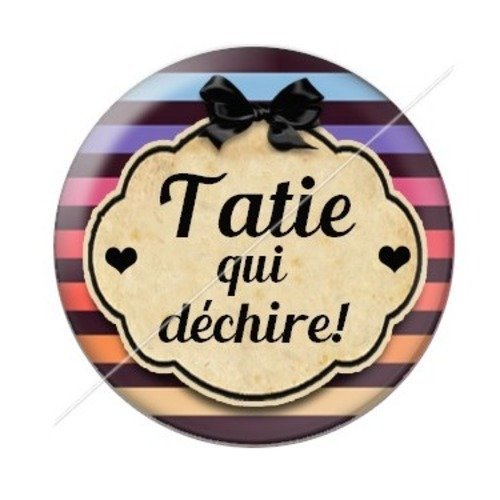 Cabochon résine à coller 25 mm tatie / tata d69