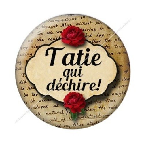 Cabochon résine à coller 25 mm tatie / tata d71