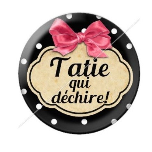 Cabochon résine à coller 25 mm tatie / tata d75