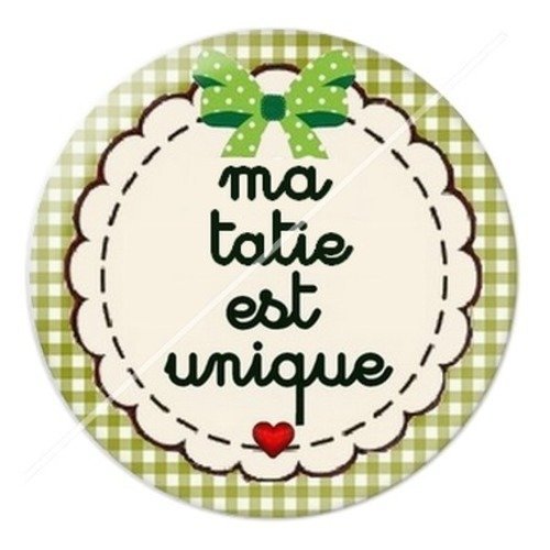 Cabochon résine à coller 25 mm tatie / tata e2