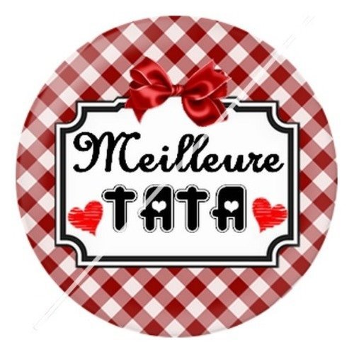 Cabochon résine à coller 25 mm tatie / tata f14