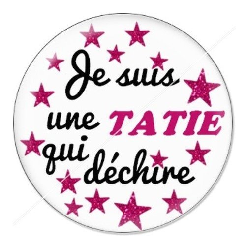 Cabochon résine à coller 25 mm tatie / tata i1