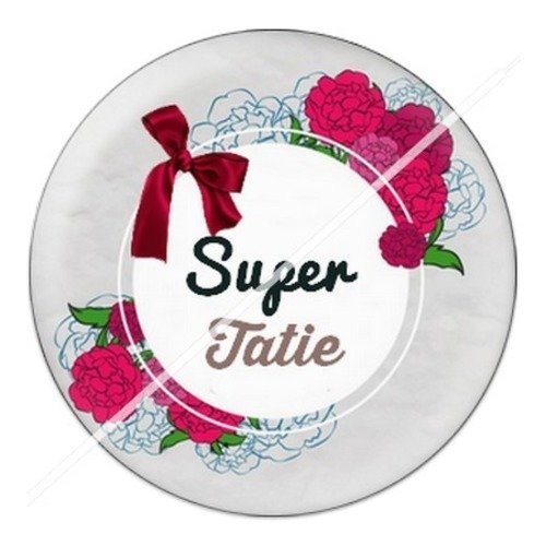 Cabochon résine à coller 25 mm tatie / tata j10