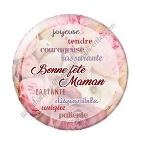 Cabochon résine à coller 25 mm maman c4