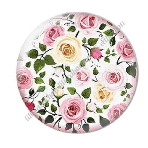 Cabochon résine à coller 25 mm maman  motifs fleurs pois c40