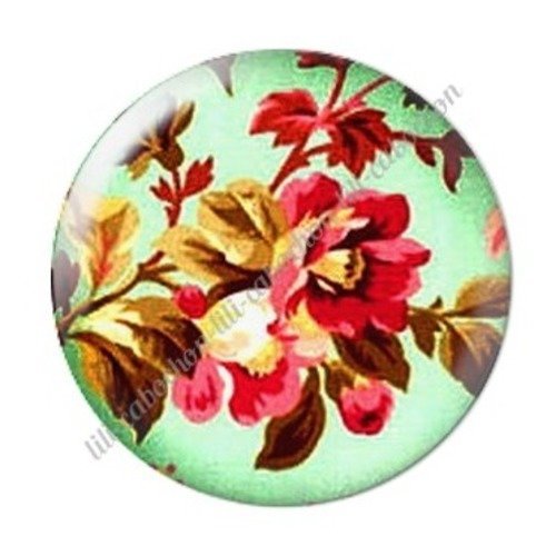 Cabochon résine à coller 25 mm maman  motifs fleurs pois c44d