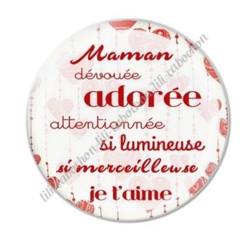 Cabochon résine à coller 25 mm maman c56
