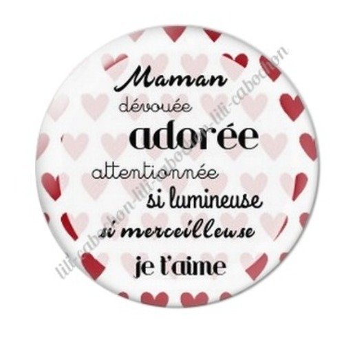 Cabochon résine à coller 25 mm maman c61
