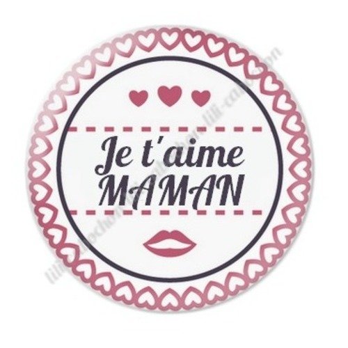 Cabochon résine à coller 25 mm maman d6