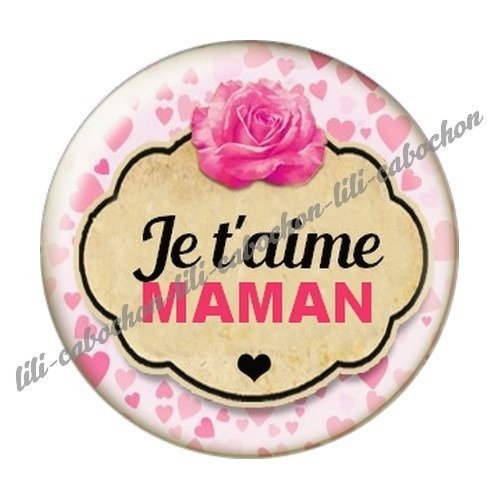Cabochon résine à coller 25 mm maman f36