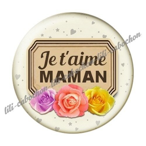 Cabochon résine à coller 25 mm maman f39
