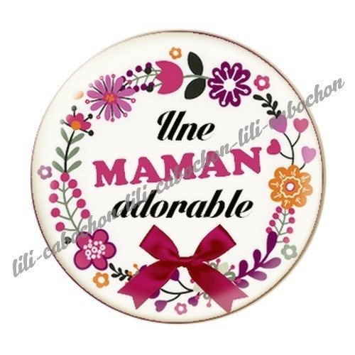 Cabochon résine à coller 25 mm maman f58