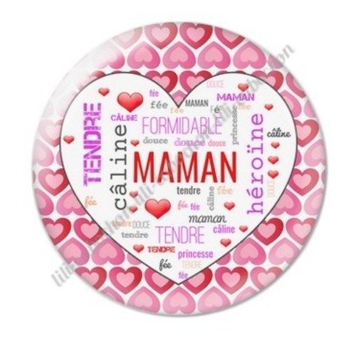 Cabochon résine à coller 25 mm maman g48