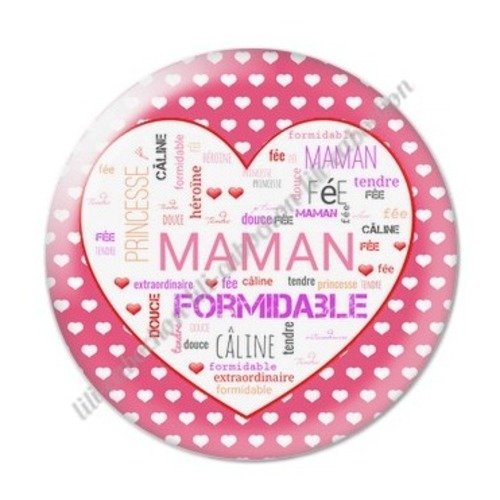 Cabochon résine à coller 25 mm maman g49