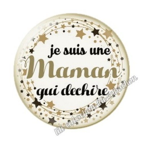 Cabochon résine à coller 25 mm maman h4