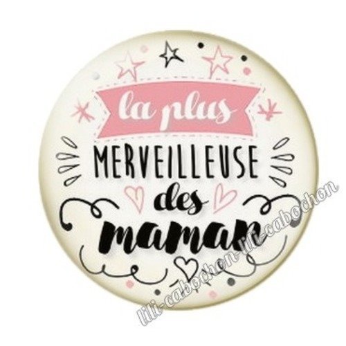 Cabochon résine à coller 25 mm maman h8