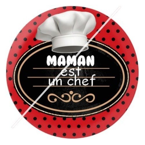 Cabochon résine à coller 25 mm maman chef i1