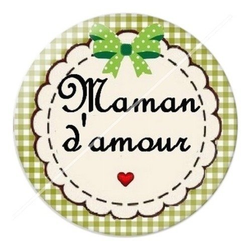 Cabochon résine à coller 25 mm maman q4