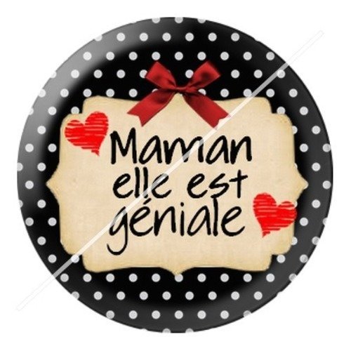 Cabochon résine à coller 25 mm maman s14