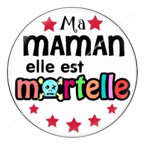 Cabochon résine à coller 25 mm maman t15