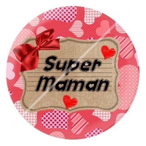 Cabochon résine à coller 25 mm maman v12