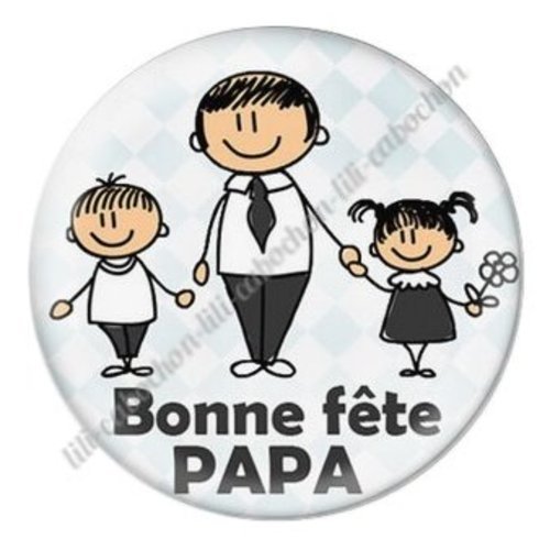 Cabochon résine à coller 25 mm  papa ab89