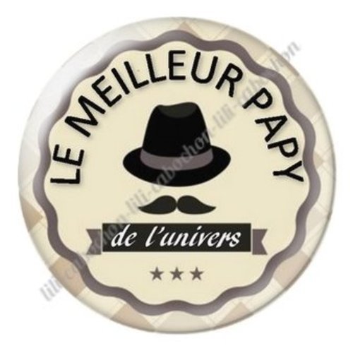 Cabochon résine à coller 25 mm  papy ab40