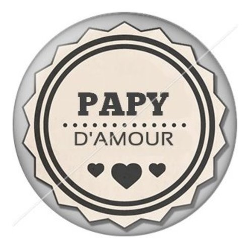 Cabochon résine à coller 25 mm  papy pab9