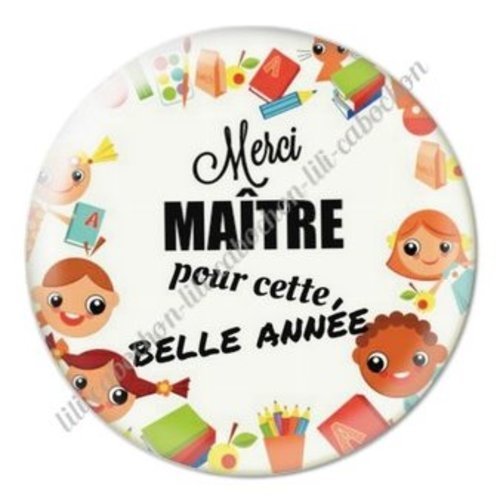 Cabochon résine à coller 25 mm maître ab17