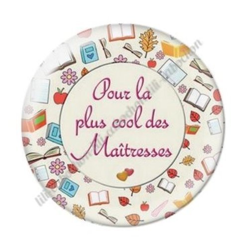 Cabochon résine à coller 25 mm maitresse ab9