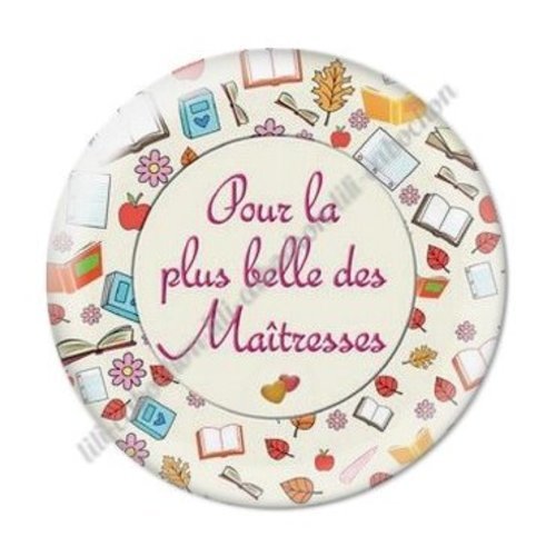 Cabochon résine à coller 25 mm maitresse ab11