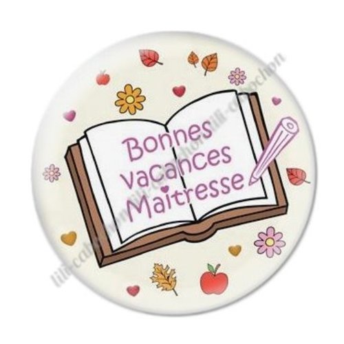 Cabochon résine à coller 25 mm maitresse ab13