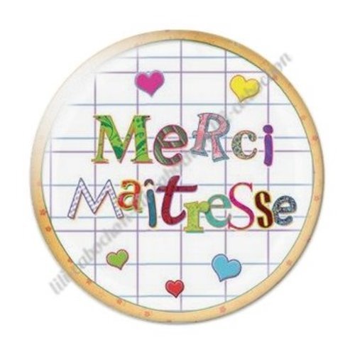 Cabochon résine à coller 25 mm maitresse ab18