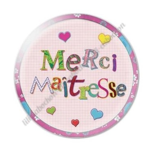 Cabochon résine à coller 25 mm maitresse ab19