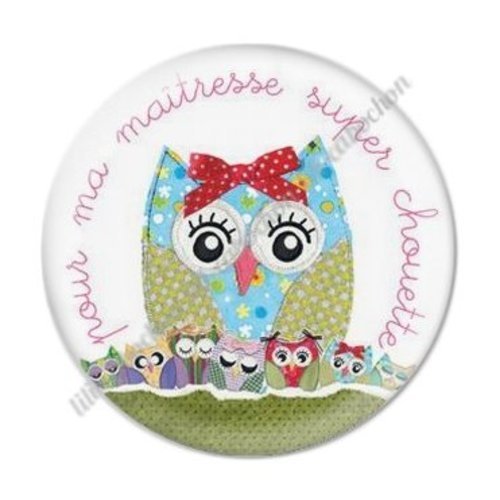 Cabochon résine à coller 25 mm maitresse ab22