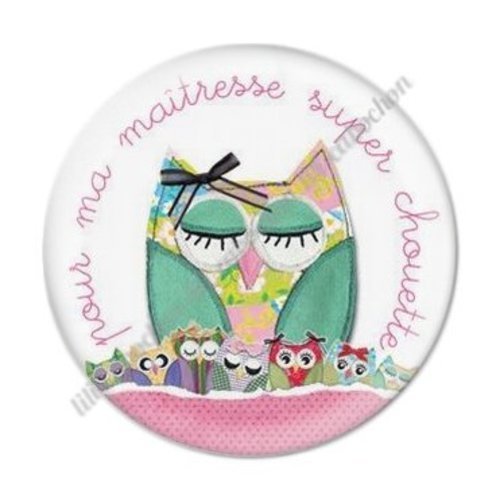 Cabochon résine à coller 25 mm maitresse ab24